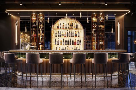 Hotel Bar Design, Luxury Bar Design, Bar Lounge Design, Bar Counter Design, Home Bar Rooms, Bar In Casa, Modern Home Bar, Lobby Bar, Bar Cart Styling