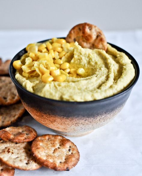 Sweet Corn + Roasted Jalapeño Hummus I howsweeteats.com Jalapeno Hummus, Roasted Jalapeno, Roasted Corn, Hummus Recipe, Recipe Board, Homemade Food, Best Appetizers, Appetizer Dips, Sweet Corn