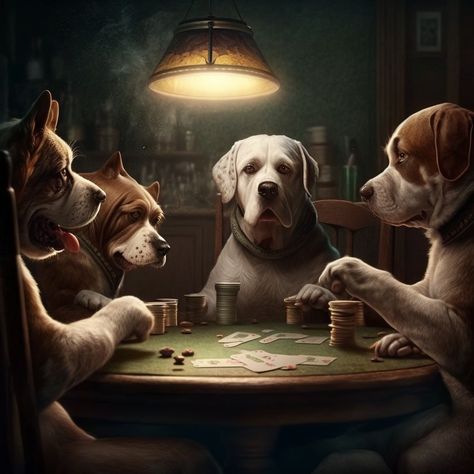 Dogs playing poker, poker, dogs Cryptid Painting, Poker King, Dogs Playing Poker, Celebrity Dogs, Dogs Playing, Character Poses, Cat Playing, A Train, Jojo Bizarre