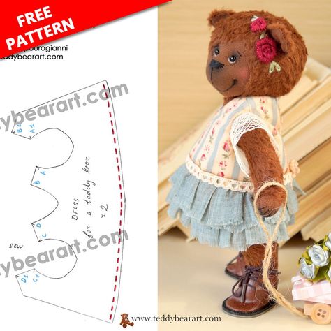 sewing toys patterns Making Teddy Bear Clothes, Teddy Bear Dress Pattern Sewing, Teddy Bear Tshirt Pattern, Clothes For Teddy Bears Free Pattern, Build A Bear Clothes Pattern Free, Teddy Bear Clothes Patterns Free Sewing, Bear Shirt Pattern, Teddy Bear Clothes Patterns, Build A Bear Clothes Pattern