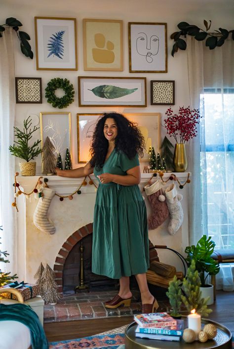 Who’s ready to start decorating for the holidays? Head to the blog to see how we brought a little boho flair to traditional holiday decor with @target #targetstyle Boho Fireplace Ideas, Mantle Decor Boho, Bathroom Renovation Shower, Boho Ideas, Future Space, Bathroom Shower Design, Target Holiday, Justina Blakeney, Holiday Vibes