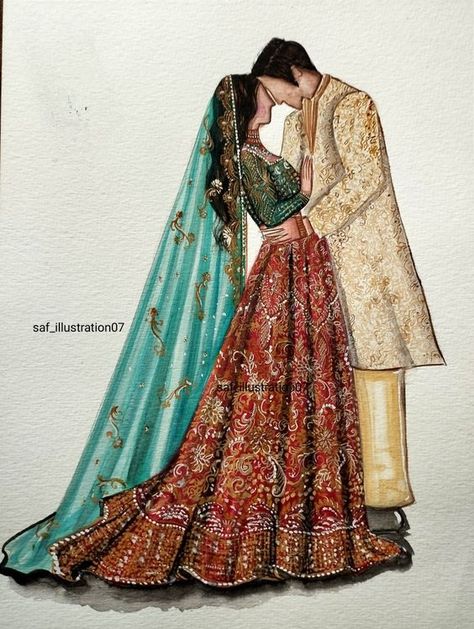 Couple illustration | #wedding #portrait #illustration #weddingday #affiliate Mehndi Couple Illustration, Wedding Couples Illustration, Indian Wedding Drawing, Indian Wedding Painting, Indian Wedding Couple Illustration, Wedding Caricature Couple, Indian Wedding Illustration, Wedding Illustration Drawings, Bridal Painting