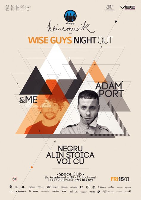 Wise Guys Flyer (Triangle Design) by LyKy Dragos, via Behance Triangle Website Design, Triangle Design Graphics, Triangle Poster Design, Triangle Poster, Triangle Visual Identity, Triangle Logo Design Geometry, Ideas For Design, Guys Night, Wise Guys