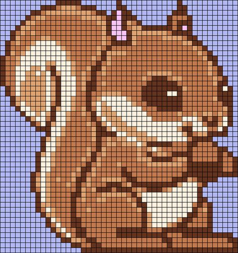 Cute Pixel Art Kawaii, Big Pixel Art, Cute Alpha Patterns, Chipmunk Cute, Pixel Grid, Crochet Grid, Easy Pixel Art, Pixel Art Templates, Pixel Art Grid