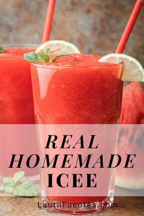 Homemade Icee Recipe, Italian Ice Recipe, Homemade Slushies, Slushy Drinks, Blender Drinks, Icee Recipe, Frozen Juice, Slushie Recipe, Homemade Juice