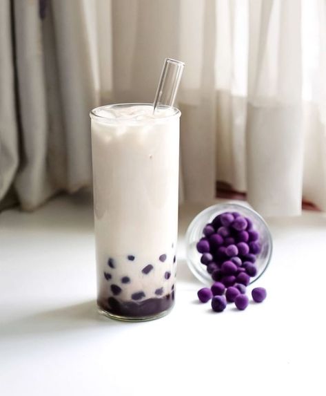 Delicious Purple Yam Boba Pearls Recipe (Ube Pearls) | Talk Boba Matcha Milk Tea Recipe, Ube Boba, Taro Milk Tea Recipe, Milk Tea Recipe, Taro Milk Tea, Taro Boba, Boba Recipe, Bubble Tea Flavors, How To Make Bubbles