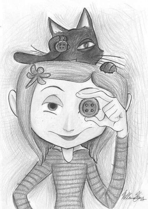 Hey guys ,I'm writing a Coraline fan fiction sequel on Wattpad so check it out!-AJB6543 Drawing Of Coraline, Easy Art Sketchbook Ideas Aesthetic, Coraline Art Drawings, Caroline Drawing, Coraline Drawing Sketch, Jigsaw Drawing, Coraline Sketch, Coraline Fan Art, Coraline Drawing