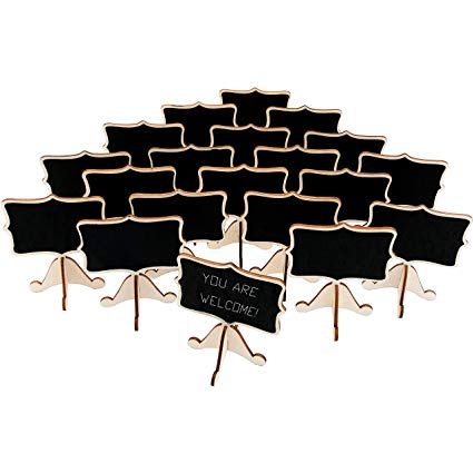 20 Pcs Wood Mini Chalkboard Signs with Support Easels, Place Cards, Small Rectangle Chalkboards Blackboard for Weddings, Birthday Parties, Table Numbers, Message Board Signs and Event Decorations Wedding Chalkboard Signs, Christmas And Halloween, Mini Chalkboards, Board Signs, Food Signs, Special Events Decor, Label Christmas, Event Decorations, Birthday Party Tables