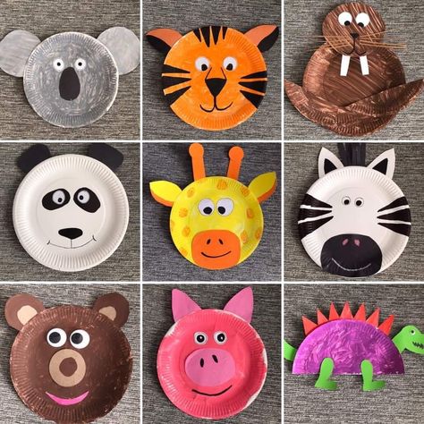 Animal Projects For Toddlers, Animal Activities For Kindergarten, Easy Paper Plate Crafts, Plate Crafts For Kids, Zoo Animal Crafts, Paper Plate Animals, Animal Activities For Kids, Paper Plate Crafts For Kids, Toddler Art Projects