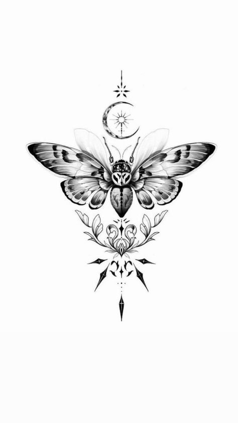 Moth Tattoo Design, Shin Tattoo, Throat Tattoo, Insect Tattoo, Bug Tattoo, Witch Tattoo, Moth Tattoo, Stomach Tattoos, Spine Tattoos