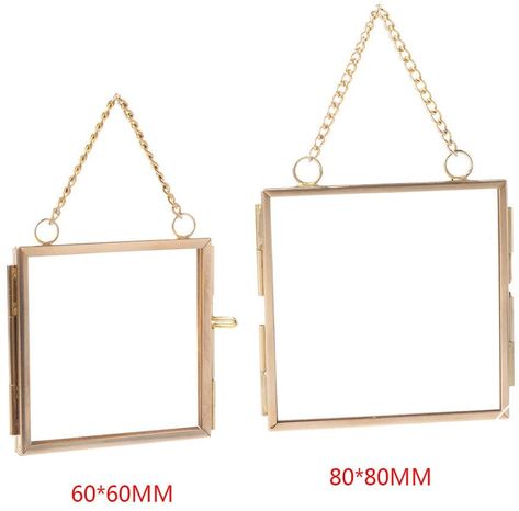 Hanging Glass Frames, Metal Photo Frame, Glass Photo Frames, Diy Chain, Antique Picture Frames, Metal Photo Frames, Retro Pictures, Flower Bedroom, Pressed Leaves