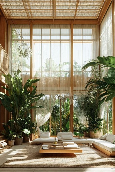 Incorporate biophilic design elements to connect your home to nature with greenery and natural textures. #BiophilicDesign #GreenLiving #NatureInspired Nature Inspired Interior Design, Biophilic Bedroom, Biophilic Design Interiors, Botanical Interior Design, Biophilic Architecture, Botanical Interior, Arcology, Organic Patterns, Earthy Home