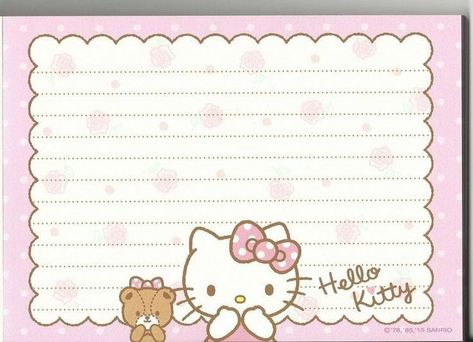 Hello Kitty Note Paper, Hello Kitty Notes, Hello Kitty Template, Hello Kitty Memo Pad, Memo Pad Design, Hello Kitty Printables, Writing Paper Printable Stationery, Ig Highlights, Note Writing Paper