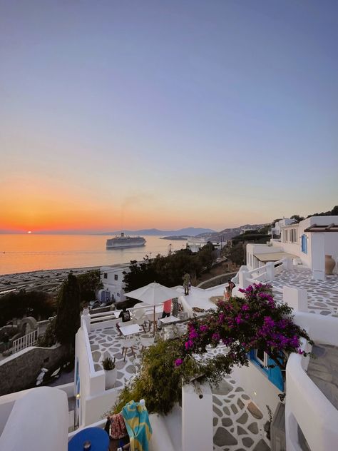 Mykonos Greece Aesthetic, Mykonos Aesthetic, Mykonos Sunset, Mamma Mia Aesthetic, Mia Aesthetic, Gap Year Travel, Summer Abroad, Greek Summer, Travel Inspiration Destinations