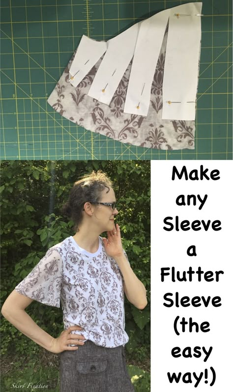 Sleeve Template, Flutter Sleeve Pattern, Sleeve Tutorial, Manset Lengan, Sewing Sleeves, Blouse Tops Designs, Sewing Alterations, Sleeves Designs For Dresses, Diy Sewing Clothes