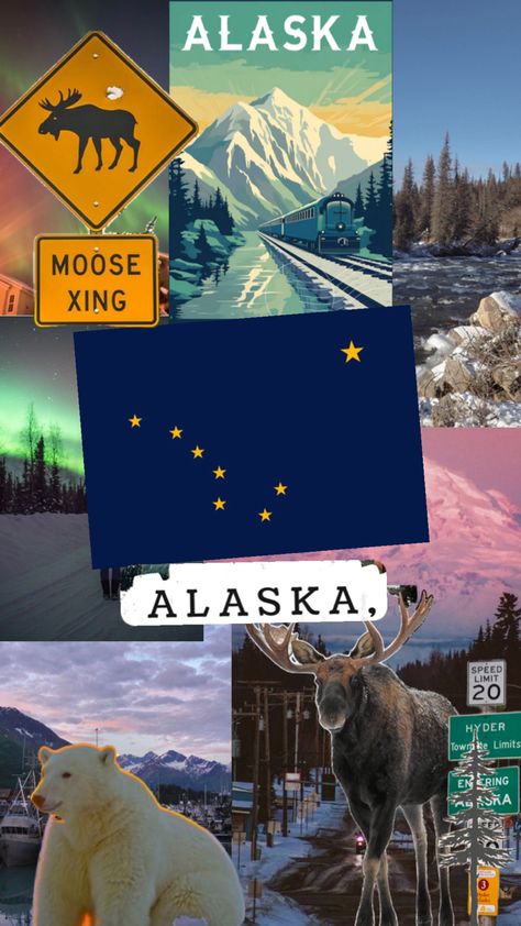 Alaska Wallpaper, Alaska Moose, Iphone Stickers, Collage Wallpaper, Alaska, Collage