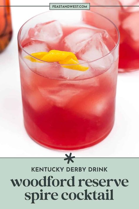 Get to know the Woodford Reserve Spire Cocktail, the newest drink in the Kentucky Derby lineup. This flavorful bourbon cocktail with cranberry and lemon is refreshing all year long. https://feastandwest.com/2024/04/12/spire-cocktail/ Woodford Spire Drink, Woodford Reserve Drinks, Woodford Reserve Cocktails, Derby Food, Bourbon Punch, Kentucky Derby Recipes, Cranberry Lemonade, Derby Recipe, Sugar Free Lemonade