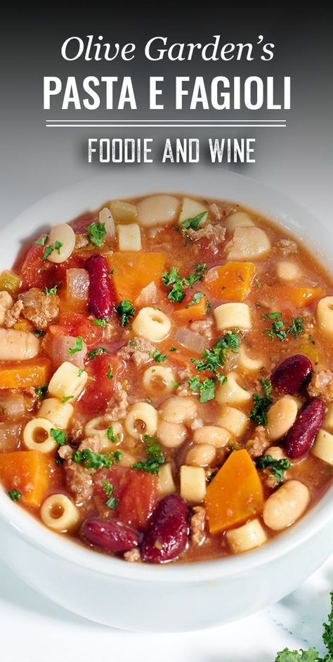 Olive Garden Pasta E Fagioli Soup Pasta Fagioli Soup Olive Garden, Olive Soup, Copycat Soup, Olive Garden Soup, Pasta Soup Recipes, Olive Garden Soups, Garden Soup, Olive Garden Pasta, Garden Pasta