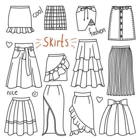 Fashion Doodles, A Line Skirt Outfits, Clothes Skirts, Fashion Drawing Sketches, Fashion Drawing Tutorial, Dress Design Drawing, Dress Design Sketches, Skirt Trends, Fashion Design Drawings