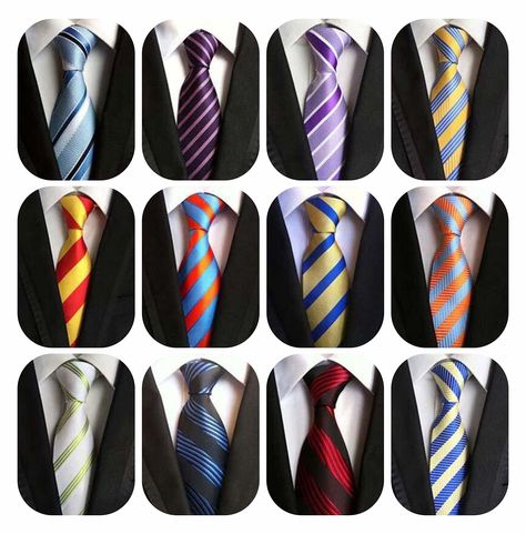 PRICES MAY VARY. Jacquard,Silk Item Type:Ties Length: 57.1" (146CM) Width: 3.1" (8CM) at widest Waterproof, HIGH QUALITY Gender:Men QTY:12 X TIES material :100% Silk High-quality with excellent interlining. Heavily weighted and elastic and hence can easily make a knot. These jacquard woven ties are all in gloriously voluminous manner and will fully satisfy your expectation in working place, party and formal place Mens Silk Ties, Tie Length, Tie Design, Neck Ties, Jacquard Weave, Classic Man, Pocket Square, Silk Ties, Necktie