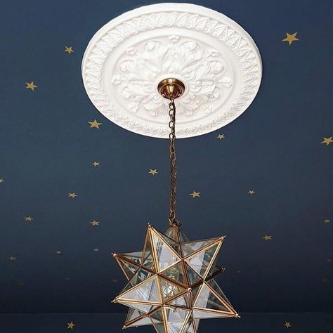 Celestial Room, Plaster Ceiling Rose, Victorian Ceiling, Star Pendant Lighting, Star Ceiling, Lantern Pendant Lighting, Plaster Ceiling, Classic Interior Design, Ceiling Rose