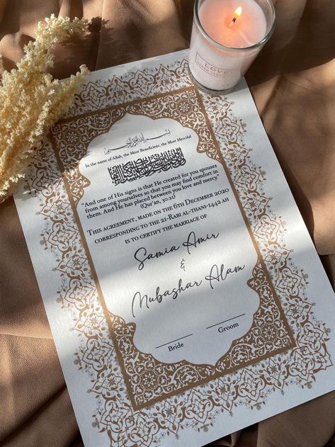 Nikkah Ceremony, Calligraphy Borders, Nikkah Certificate, Nikah Ceremony, Marriage Inspiration, Creative Tile, Wedding Card Frames, Design Pattern Art, Feather Pen