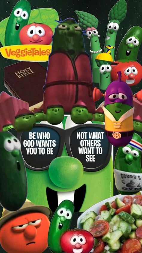 Veggie Tales Aesthetic, Veggietales Aesthetic, Veggie Tales Wallpaper, Veggietales Wallpaper, Cartoon Nostalgia, Jesus Cartoon, Aesthetic Shuffles, Nostalgic Aesthetic, Veggie Tales