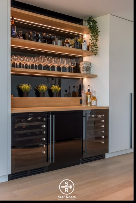 Home Bar Ideas, Home Bar Areas, Home Bar Cabinet, Home Bar Rooms, Modern Home Bar, Dark Countertops, Home Wine Cellars, Indoor Bar, Cabinets White