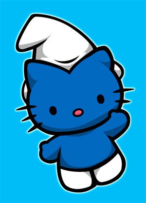 Hello Kitty Mashups Smurf Cat Drawing, Images Hello Kitty, Hello Kitty Printables, Hello Kitty Tattoos, Charmmy Kitty, Kitty Cartoon, Hello Kitty Images, Hello Kitty Characters, Kitty Drawing