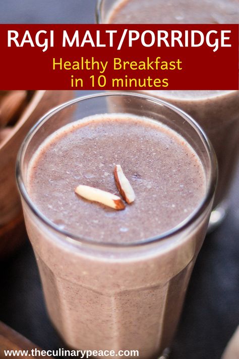 Looking for a quick breakfast recipe for a busy weekday? Here is a healthy and nutritious drink that is made of finger millet flour or ragi flour which is gluten-free. You only need 3 main ingredients and 10 minutes to make this vegetarian south Indian recipe. You can also make this vegan by using vegan milk. #ragimalt #ragirecipes #quickbreakfast Ragi Flour, Ragi Recipes Breakfast, Ragi Flour Recipes, Recipes With Ragi Flour, Millets Recipes Indian, Vegetarian Breakfast Recipes Indian, Ragi Recipes, Millet Recipes, Healthy Food Habits