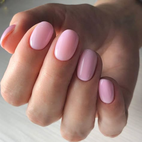 Short Rounded Pink Nails, Light Pink Rounded Nails, Light Pink Short Round Nails, Really Short Oval Nails, Light Pink Nails Round, Gel Nails Squoval, Pink Rounded Nails, Light Pink Gel Nails Short, Short Round Pink Nails