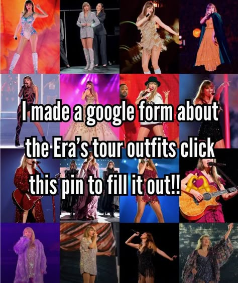 Eras Tour Vigilante Performance, All Of The Eras Tour Outfits, Eras Tour Book Pages, Original Eras Tour Outfits, Grwm For The Eras Tour, Taylor Swift Concepts, All Eras Tour Outfit, Taylor Swift 2048 Game, Olivia Rodrigo Google Form