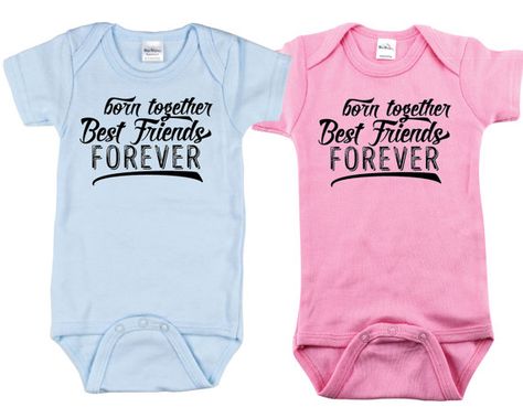 Twin Girls and Boys Outfit BTBFF Born by SingleAndTwinShirts Twin Baby Clothes, Twin Onesies, Twin Baby Gifts, Cute Baby Onesies, Twin Shirts, Twin Baby Girls, Boy Girl Twins, Baby Boy Baptism, Cute Twins