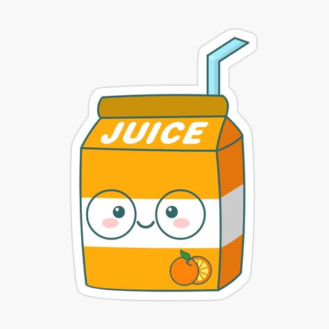 Kawaii Orange, Juice Sticker, Cute Magnets, Cute Laptop Stickers, Juice Boxes, Cute Cute, Anime Stickers, Aesthetic Stickers, Doodle Drawings