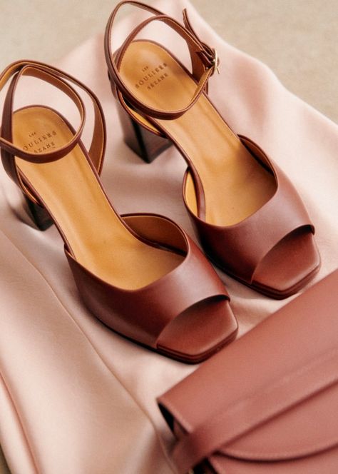 Maxine High Sandals - Smooth Camel - Vegetable-tanned smooth cowhide leather - Sézane Tan Heels Outfit, Sezane Shoes, Church's Shoes, High Sandals, Stunning Shoes, Wrap Heels, Tan Heels, Shoe Inspo, Rubber Heels