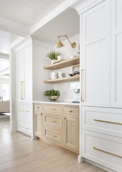 Two toned kitchen cabinets are a gorgeous design trend and we're sharing 17 of our favorite kitchens for inspiration! Two Toned Kitchen Cabinets, Two Tone Kitchen, Loft Ladder, Coffee Bars In Kitchen, Casa Country, Dream Kitchens Design, Home Coffee Bar, Design Your Kitchen, Kitchen Inspiration Design