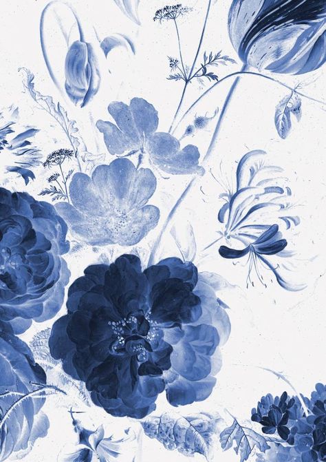 Blue Floral Wallpaper, Royal Blue Flowers, Blue Flower Wallpaper, Wallpaper Murals, Princess Kate, Blue Art, Blue Wallpapers, Blue Flower, Blue Aesthetic