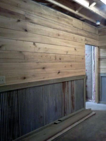 Rusted Steel With Natural Wood Planks Garage Wall Interior Design Dresser Renovation, Garage Wall Ideas, Interior Design Secrets, Kitchen Design With Island, Plastic Shower Curtain, Living Room Renovation, Interior Design Software, Room Renovation, Furniture Renovation