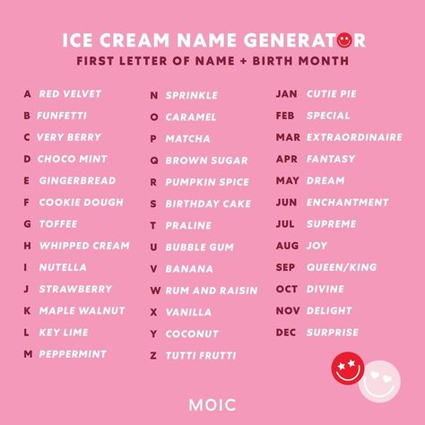 Museum of Ice Cream on Instagram: “Everyone who visits our experience gets an ice cream name - here are some ideas! Comment your new name down below, then come make it…” Aesthetic Ice Cream Flavors, Candy Names Ideas, Ice Cream Business Names, Ice Cream Shop Names Ideas, Gift Shop Names Ideas, Crepe Brulee, Ice Cream Shop Aesthetic, Ice Cream Shop Names, Ice Names