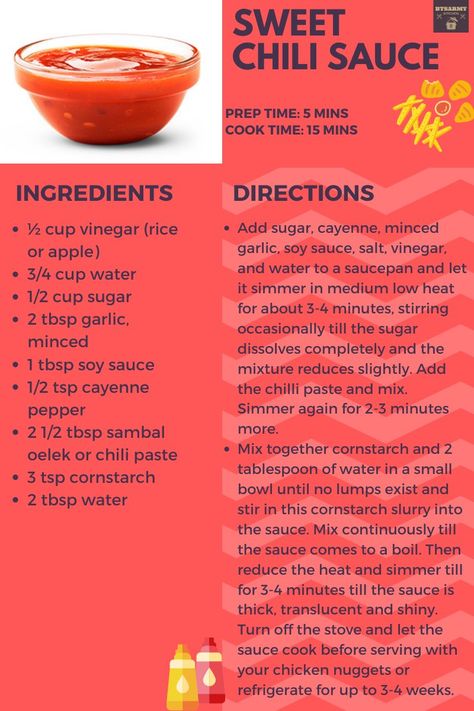 Sweet Chilli Sauce Recipe, Homemade Sweet Chili Sauce, Sweet Chili Sauce Recipe, Thai Chili Sauce, Homemade Sauce Recipes, Salad Dressing Recipes Homemade, Asian Sauce, Condiment Recipes, Dip Recipes Easy