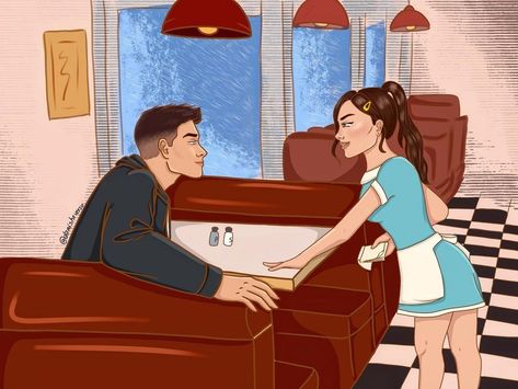 The Deal Fanart, Offcampus Series, Off Campus Fanart, The Deal Aesthetic, The Deal Book, Diner Scene, Campus Aesthetic, Book Fanart, Romantic Books