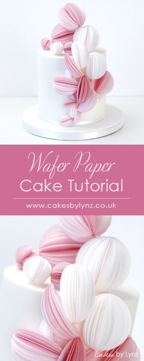 Wafer Paper / Rice Paper Cake Decorations - 3D Balls, Spheres, wedges - Cakes by Lynz Rice Paper Decorations For Cakes, Rice Paper Cake Decorations How To Make, Rice Paper Cake Designs, Rice Paper Cake Decorations, Wafer Paper Cake Decoration, Ruffle Cake Tutorial, Modern Cake Design, Rice Paper Cake, Wafer Paper Tutorial