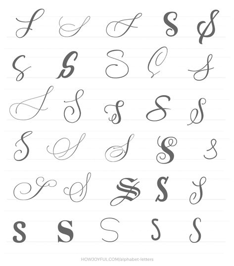 Different Font Styles Letters, Letter S Designs, A S Tattoo Letter Design, S Tattoos Letter, Tattoos For Initials, Letter Fonts For Tattoos, S Alphabet Tattoo, S Letter Calligraphy, Initial S Tattoo