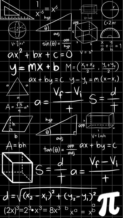 Berisikan rumus rumus matematika yang dijadikan wallpaper handphone Engineering Wallpaper, Physics Wallpaper, Maths Formulas Wallpaper, Science Formulas, Geometry Book, Cool Handshakes, Math Wallpaper, Math Design, Black Background Design