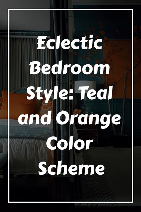 eclectic bedroom in teal and orange Blue And Orange Bedroom Ideas, Orange And Teal Bedroom, Creative Bedroom Ideas, Teal Bedroom Ideas, Eclectic Bedroom Design, Bedroom Concept, Orange Color Scheme, Stylish Bedroom Decor, Orange Color Schemes