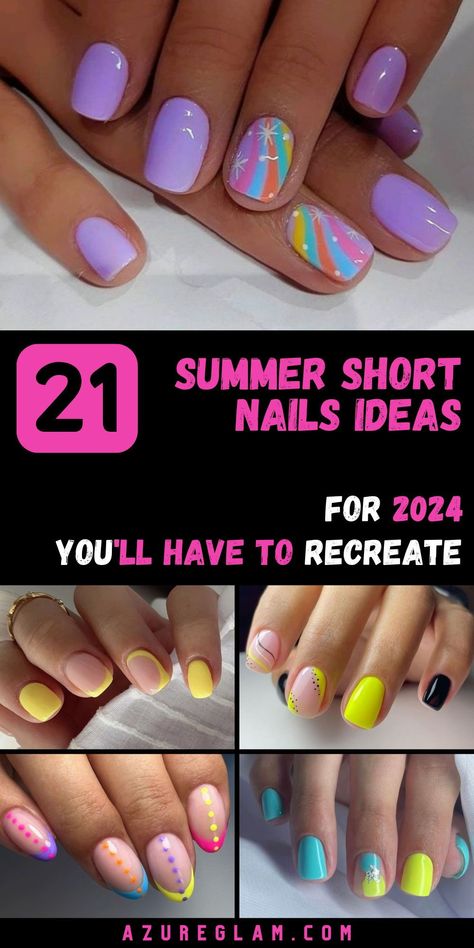 Stand out from the crowd with our chic collection of summer nails short pink. Whether you're into soft pastels or bold neon hues, our short pink nail designs are perfect for adding a touch of femininity to your summer style. Crafted with care and attention to detail, our short nails offer both beauty and durability. Get ready to make a statement with our trendy summer nails. Cute Summer Nails 2024 French Tip, Summer Nail Art For Short Nails, Short Nails Ideas Neon, At Home Nails Designs, Short Square Summer Nails 2024, Short Cute Summer Nails, Short Dip Nails Summer 2024, 2024 Summer Nails Short, June Nails Ideas 2024 Short