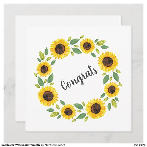 Meyoco Stickers, Card Postal, Diy Watercolor Cards, Happy Birthday Cards Handmade, Watercolor Birthday Cards, Sunflower Cards, Card Inspo, Watercolor Birthday, Sunflower Wreath