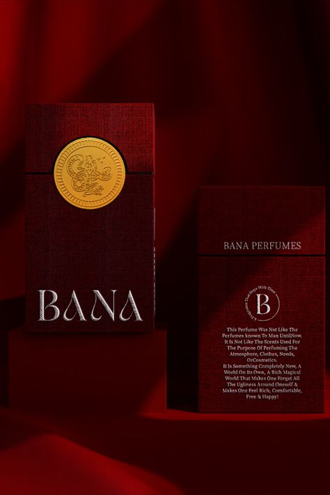 Crafted for connoisseurs who embrace opulence, BANA, a sublime luxury perfume brand, finds its visual masterpiece in the packaging designed by Mohammed Dorgham. Inspired by the Renaissance era, each Bana bottle is an olfactory masterpiece, capturing the essence of abundant living. Luxury Perfume Branding, Perfume Package Design, Cosmetic Packaging Design Luxury, Luxury Package Design, Royal Packaging, Royal Branding, Luxury Perfume Packaging, Perfume Package, Health Packaging