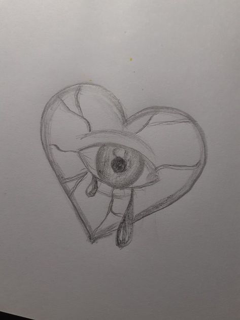 Drawing Ideas Easy Meaningful, Scary Heart Drawing, Pencil Sketch Ideas Easy, Easy Things To Draw For Beginners Simple, Quick Sketch Ideas Simple, Simple Scary Things To Draw, Drawing Ideas For My Boyfriend, Dark Easy Drawings, Crying Sketching