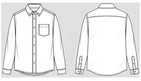 Men Shirt Technical Drawing, Mens Shirt Flat Sketch, Uni Fashion, Men In Socks, Shirt Sketch, Teddy Bear Design, Flat Sketches, Fashion Templates, Long Sleeve Denim Shirt